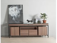 Tetra TV Console With Glass Top And Steel Legs