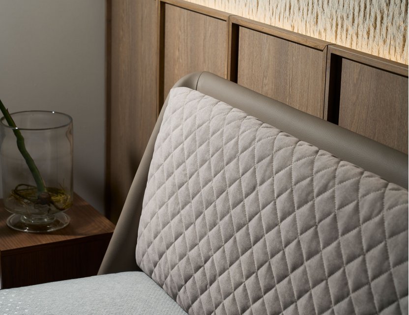 Bedroom Package: Slant Bed Frame with Removable Quilted Cushion