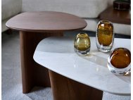 Arc Quartz Top Coffee Table With Marble Accents