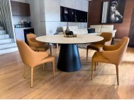 Kone Sintered Stone Top Round Dining Table 1.5m + 6 Hugg Dining Chairs