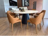 Kone Sintered Stone Top Round Dining Table 1.5m + 6 Hugg Dining Chairs