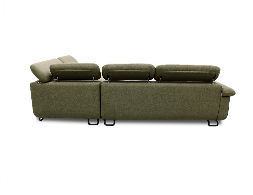 Apollo L-Shape Fabric Sofa with Seat Cushions and Adjustable Headrest