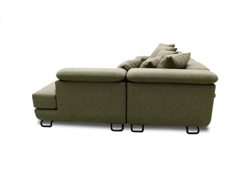 Apollo L-Shape Fabric Sofa with Seat Cushions and Adjustable Headrest