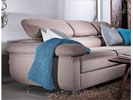 Apollo L-Shape Fabric Sofa with Seat Cushions and Adjustable Headrest