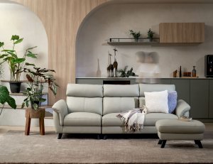 Borges Modular Full Leather Sofa with Luxury Plush Backrest and Headrest