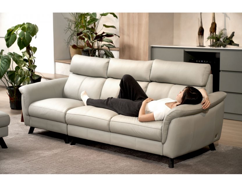 Borges Modular Full Leather Sofa with Luxury Plush Backrest and Headrest