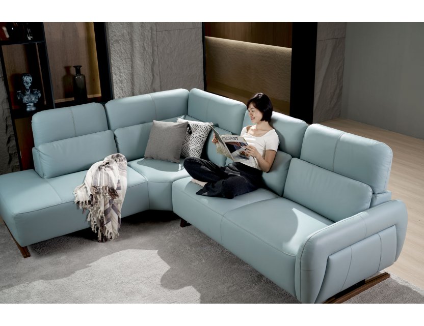 Hiro Modular Full Thick Leather Sofa with Laser-cut Branding