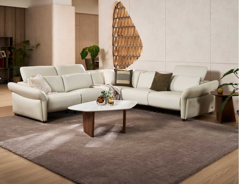 Phil Modular Full Thick Leather Sofa with High-Leg Motorised Incliner