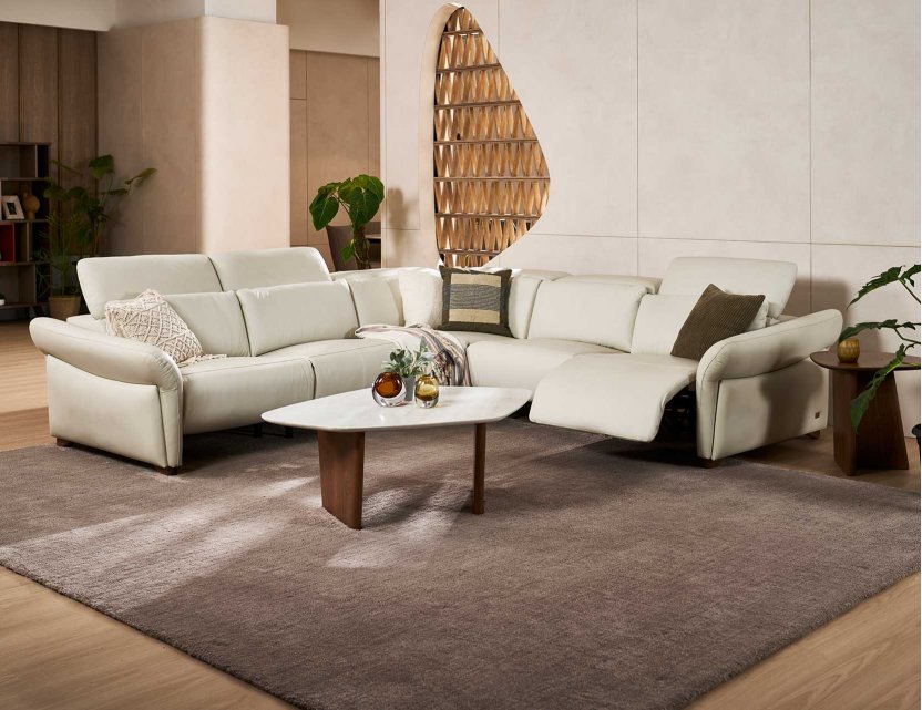 Phil Modular Full Thick Leather Sofa with High-Leg Motorised Incliner