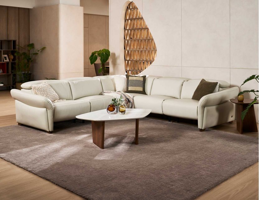 Phil Modular Full Thick Leather Sofa with High-Leg Motorised Incliner