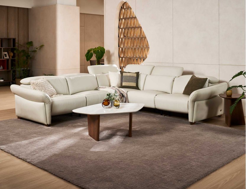 Phil Modular Full Thick Leather Sofa with High-Leg Motorised Incliner