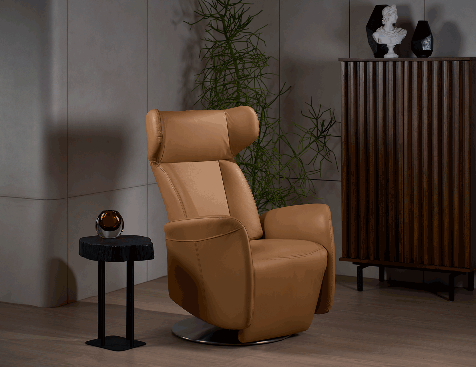 Wingback Motorised Leather Recliner Armchair | Cellini Malaysia